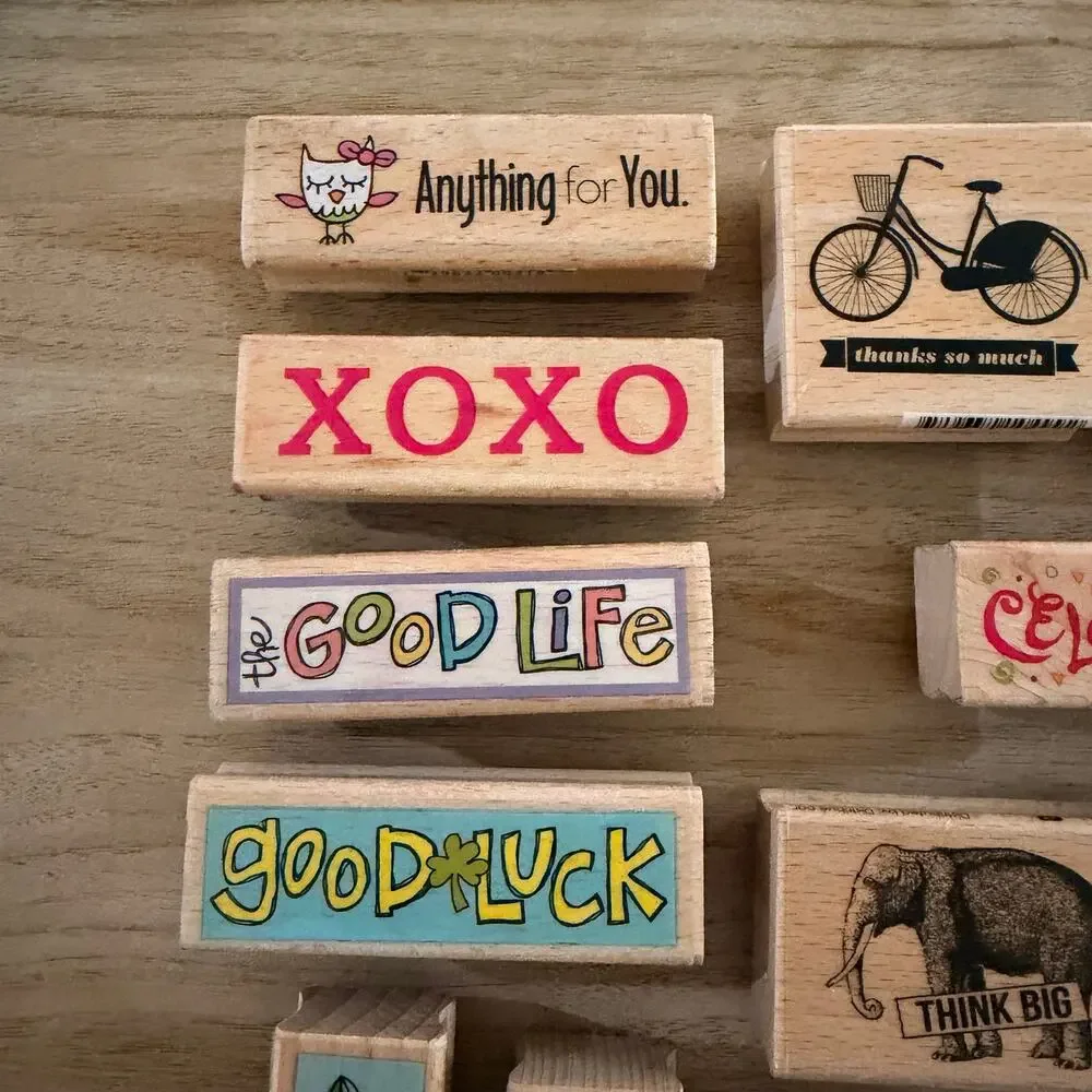 Lot of Wooden Rubber Stamps Crafting Scrapbook Journal